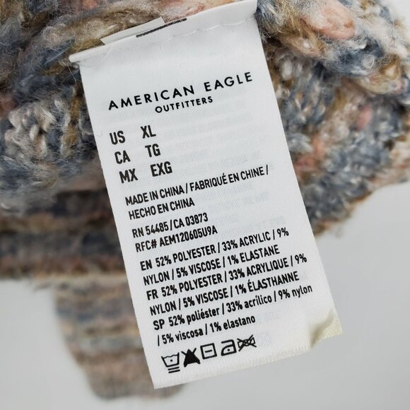 American Eagle Multicolor Cowl Neck Long Sleeve Pullover Sweater XL - Picture 7 of 11